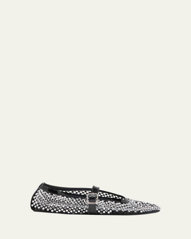 Crystal Net Mary Jane Ballerina Flats